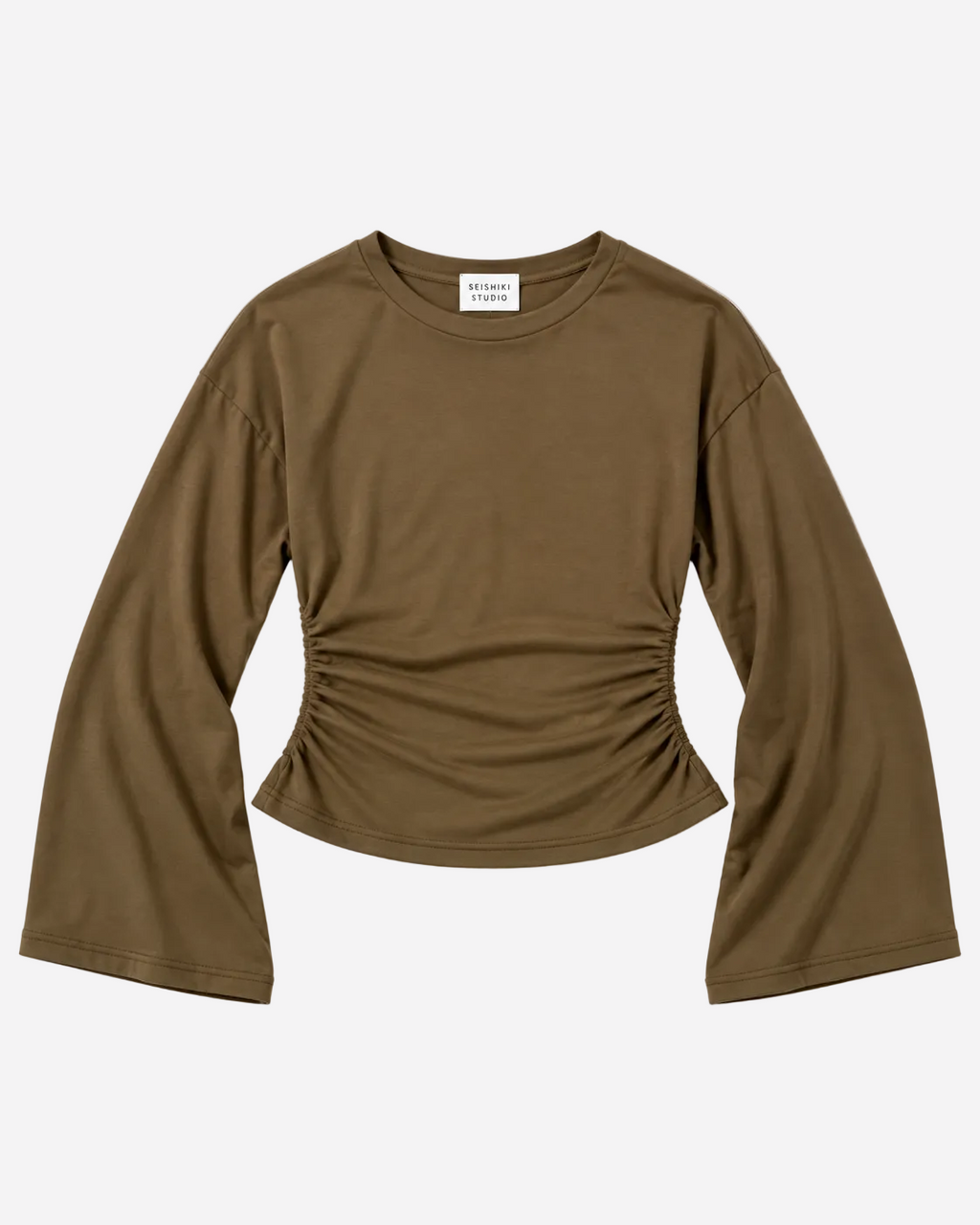 Sinched Waist Longsleeve T-Shirt Green/Khaki – SEISHIKI STUDIO