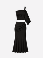 draped top and skirt set black | SEISHIKI STUDIO