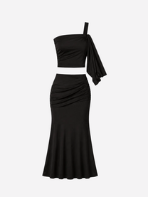 draped top and skirt set black | SEISHIKI STUDIO