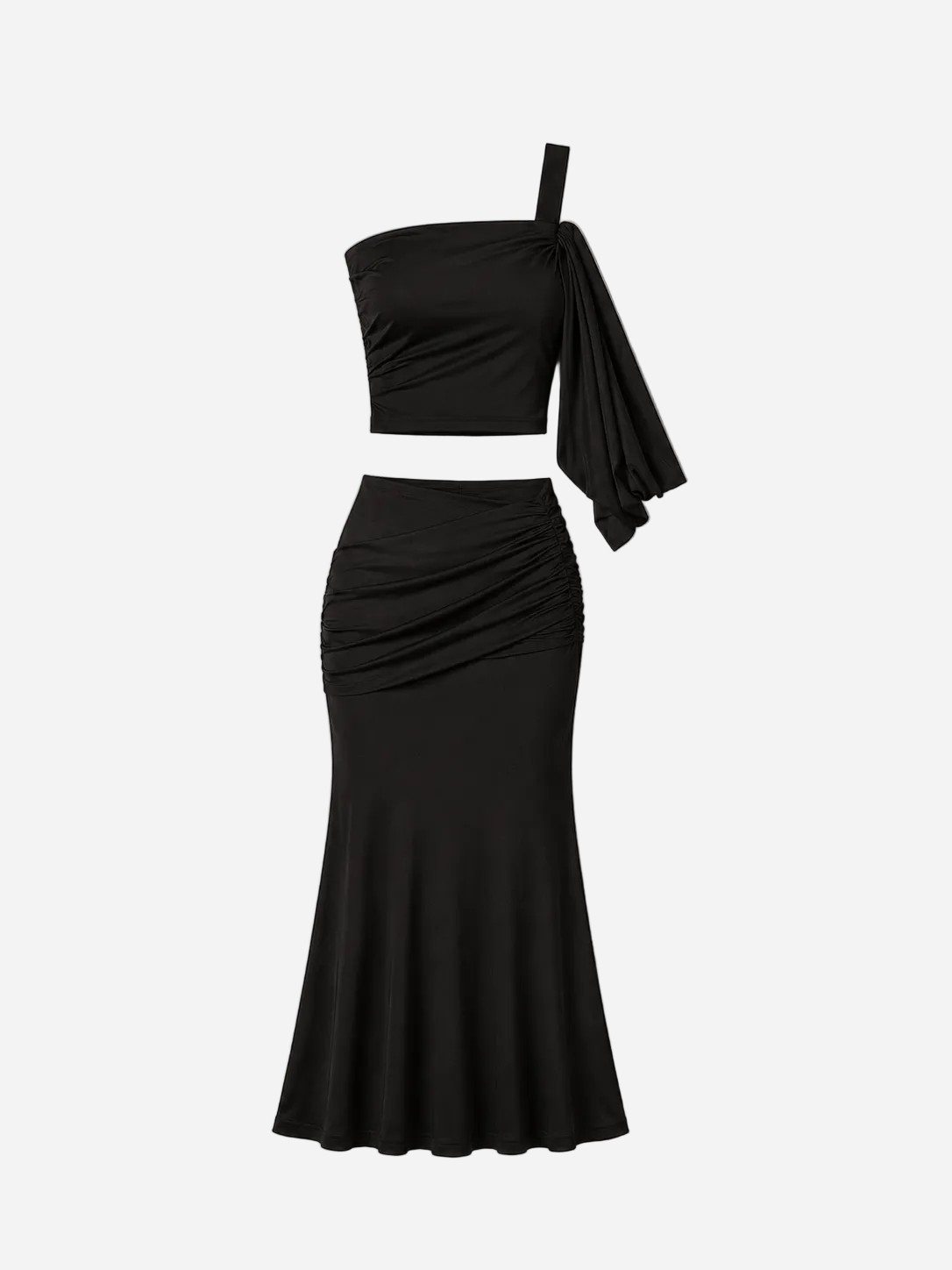 draped top and skirt set black | SEISHIKI STUDIO