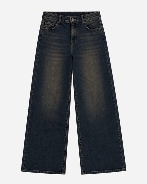 Inseam 79cm – Stretchy Dark Vintage Wash Wide Leg Jeans – Curvy Fit