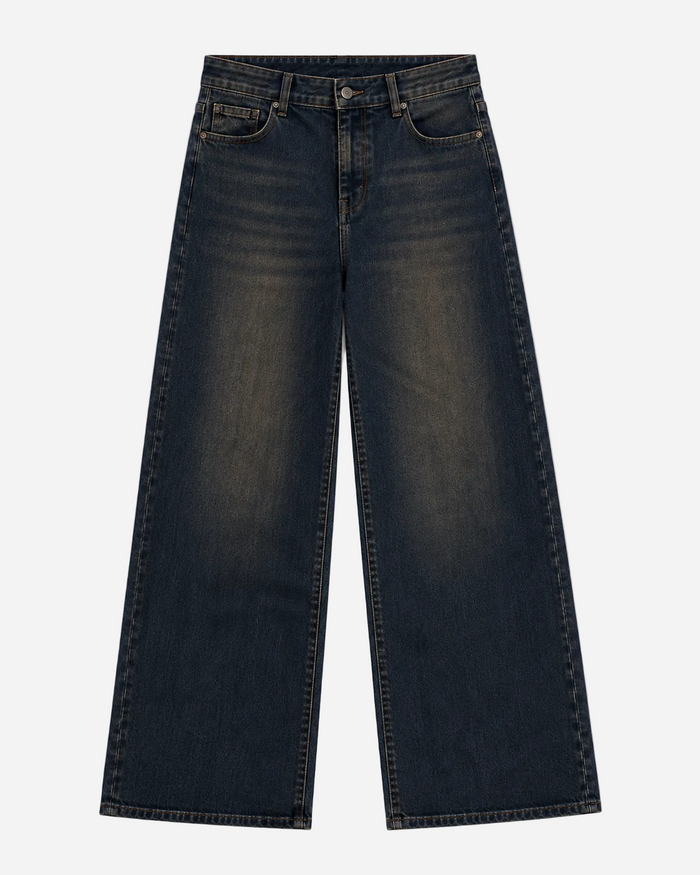Inseam 79cm – Stretchy Dark Vintage Wash Wide Leg Jeans – Curvy Fit | SEISHIKI STUDIO