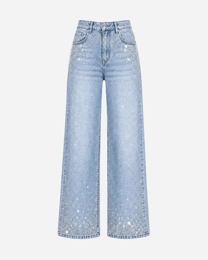 Stretchy Bootcut Medium Wash High Waist Jeans with Sparkles – Curvy Fit – Inseam 80cm | SEISHIKI STUDIO