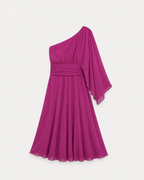 Curvy One Shoulder Pleated Midi Dress Purple | SEISHIKI STUDIO