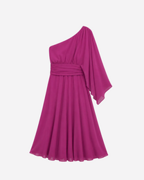 Curvy One Shoulder Pleated Midi Dress Purple | SEISHIKI STUDIO