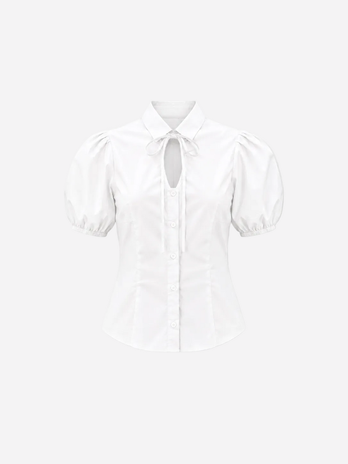 Shortsleeve Puffy Sleeve Blouse White | SEISHIKI STUDIO