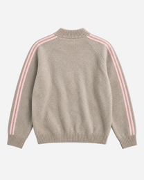 Retro Striped Knit Zip-Up Beige – SEISHIKI STUDIO