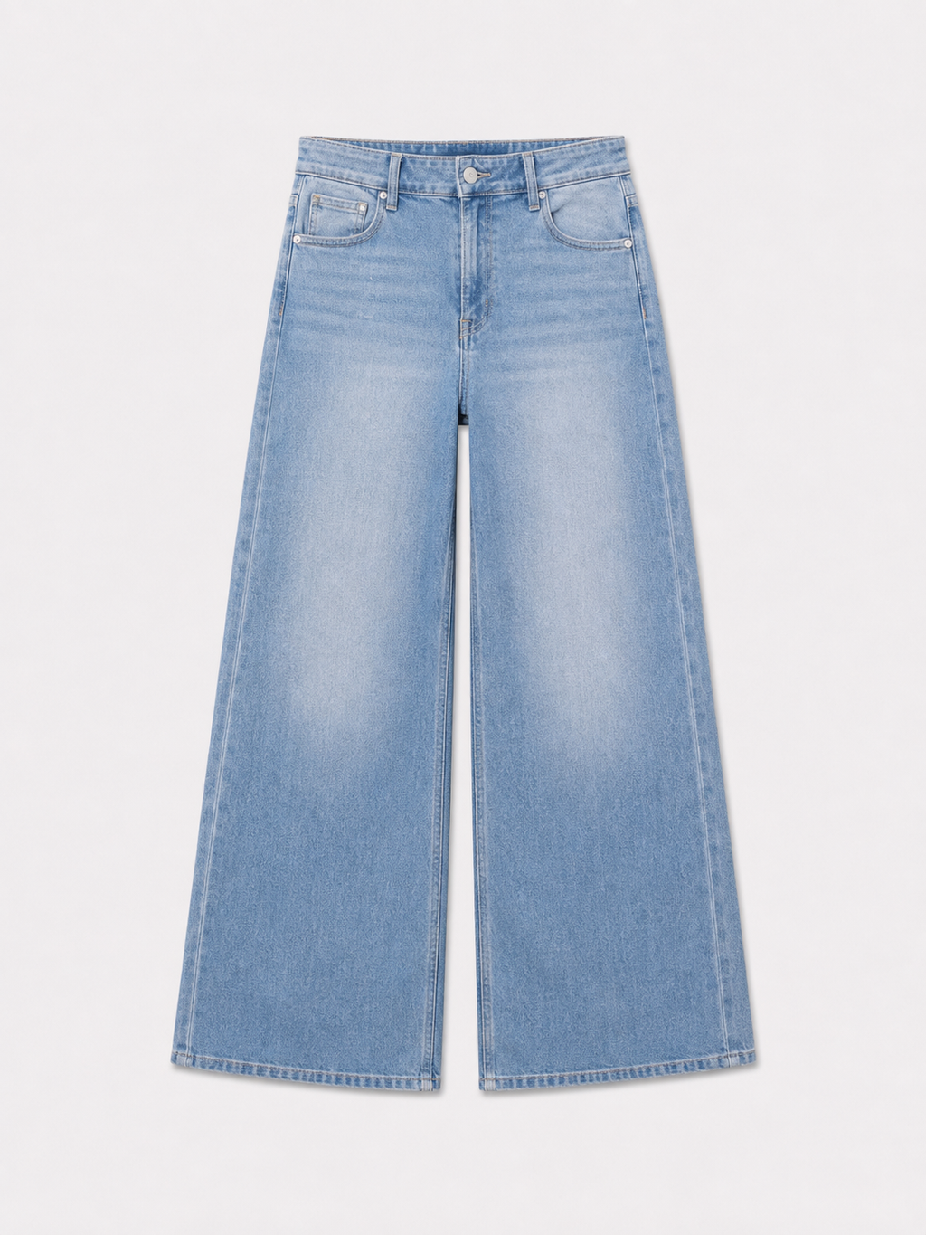 STRETCHY MID WAIST LIGHT WASH WIDE LEG JEANS - INSEAM 79CM | SEISHIKI STUDIO