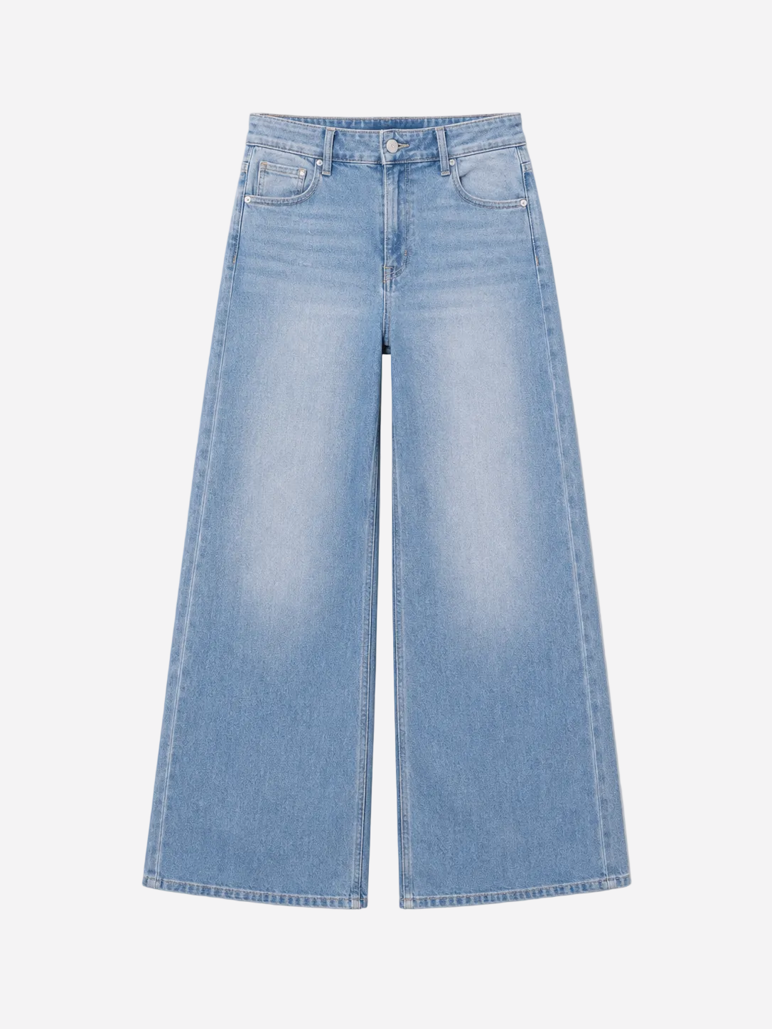 INSEAM 79CM - STRETCHY MID WAIST LIGHT WASH WIDE LEG JEANS  | SEISHIKI STUDIO