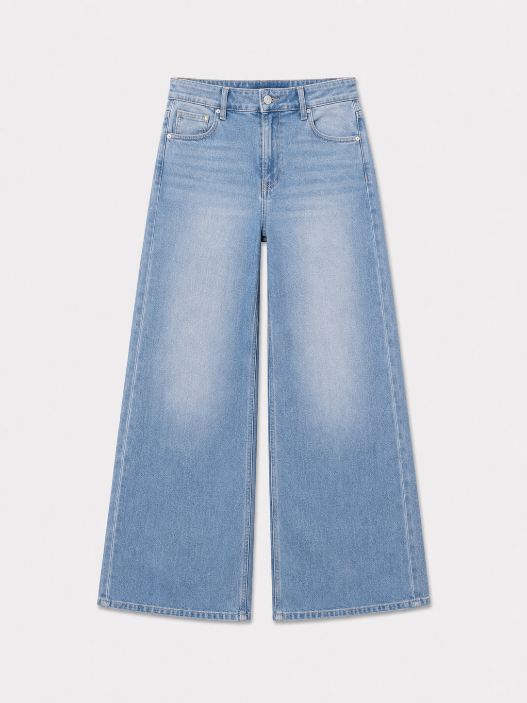 STRETCHY MID WAIST LIGHT WASH WIDE LEG JEANS - INSEAM 79CM | SEISHIKI STUDIO