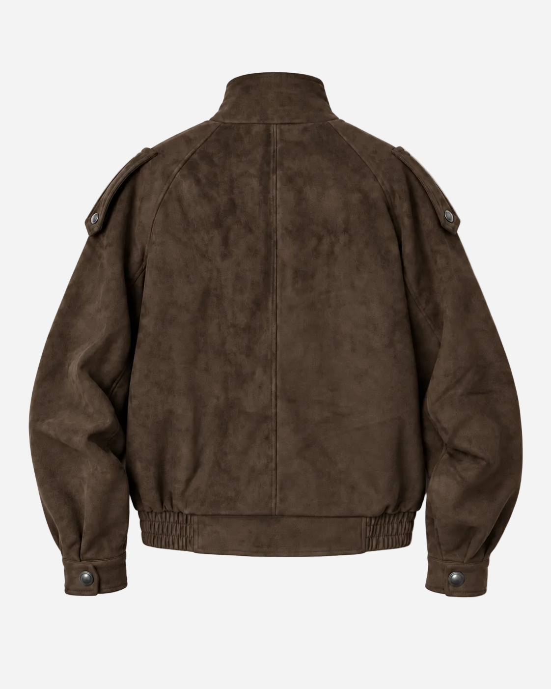 DOUBLE-BREASTED FAUX SUEDE UTILITY BOMBER JACKET BROWN | SEISHIKI STUDIO