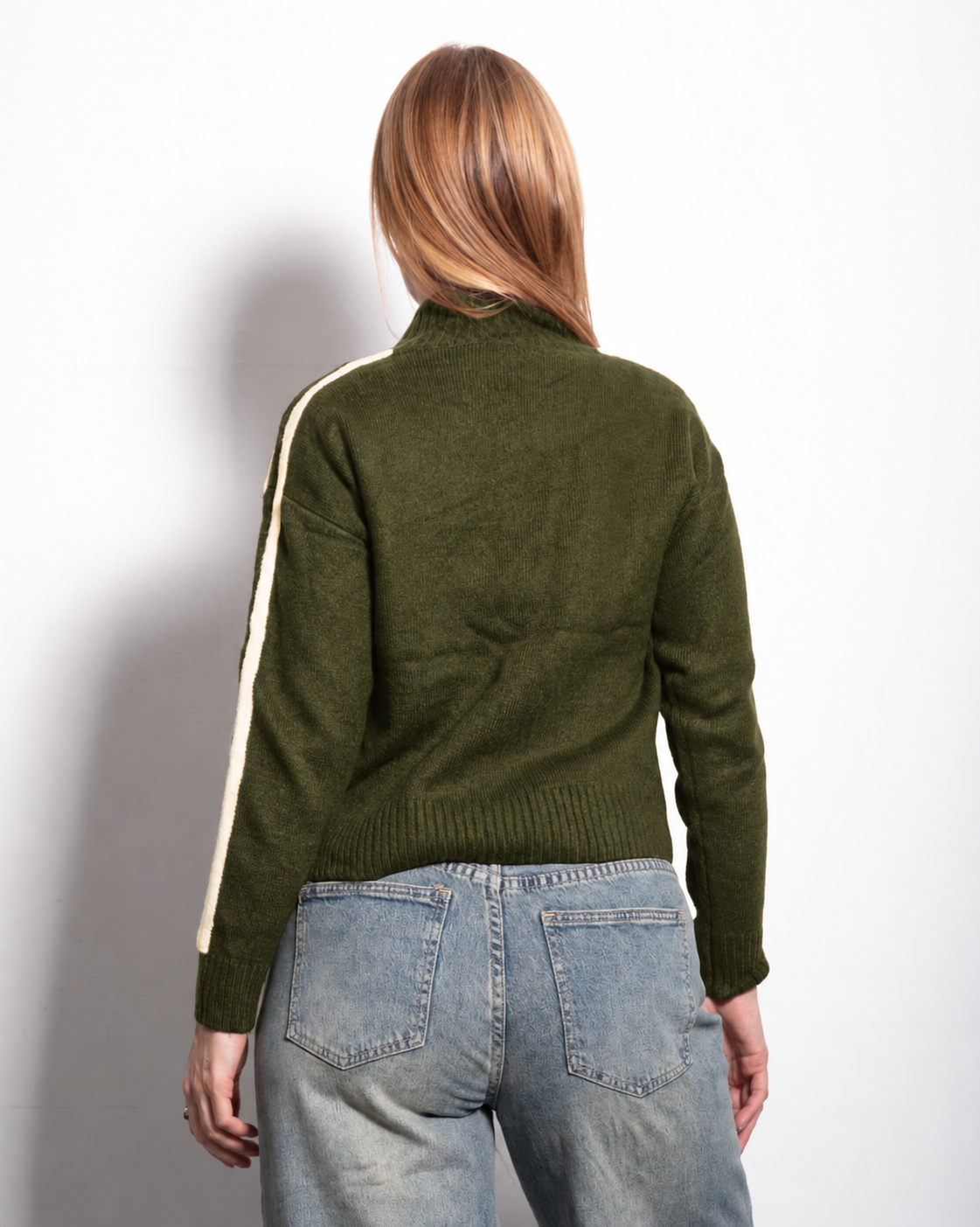 FROG CLOSURE STRIPE KNITTED TRACK JACKET GREEN | SEISHIKI STUDIO