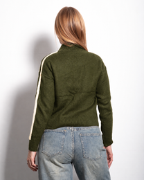 FROG CLOSURE STRIPE KNITTED TRACK JACKET GREEN | SEISHIKI STUDIO