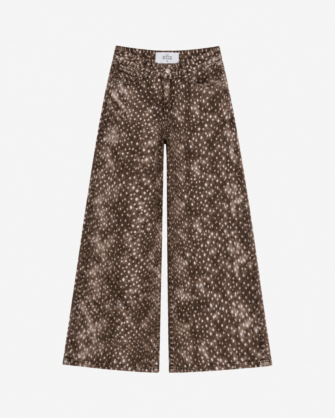 Limited Edition – Dark Doe Print &amp; Red Patch Wide Leg Jeans – Curvy Fit – Inseam 79cm | SEISHIKI STUDIO