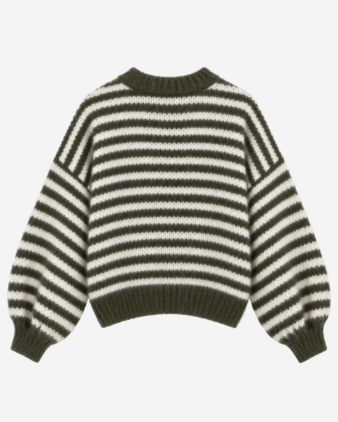 Stretchy Oversized Sleeve Striped Sweater Green – SEISHIKI STUDIO