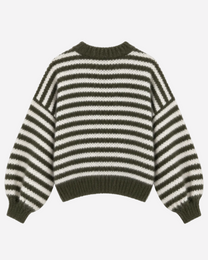 Stretchy Oversized Sleeve Striped Sweater Green – SEISHIKI STUDIO