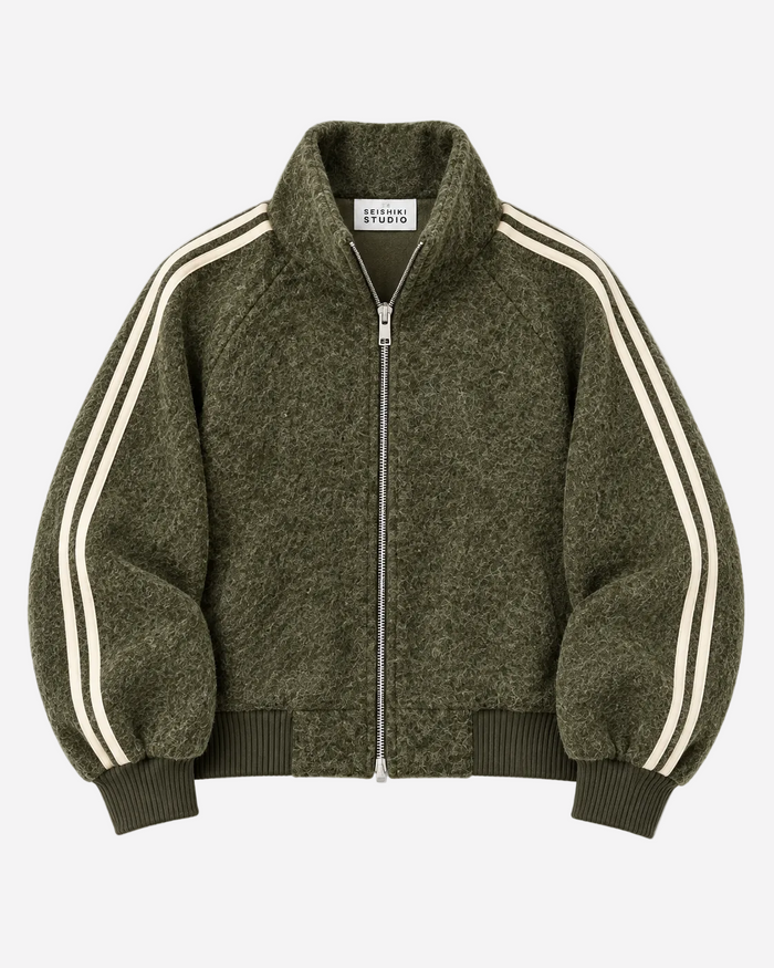 Striped Teddy Jacket Green | SEISHIKI STUDIO