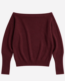RELAXED FIT WIDE NECK SWEATER BURGUNDY | SEISHIKI STUDIO