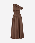 Off-Shoulder Stretch Maxi Dress Brown – SEISHIKI STUDIO
