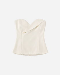 shiny heart neckline suit bandeau top cream | SEISHIKI STUDIO