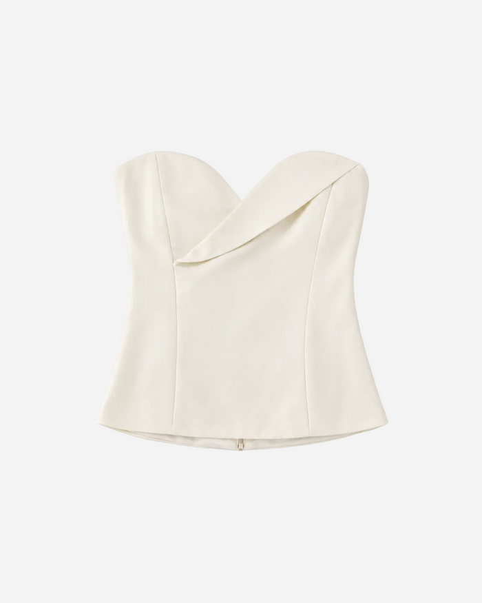 shiny heart neckline suit bandeau top cream | SEISHIKI STUDIO