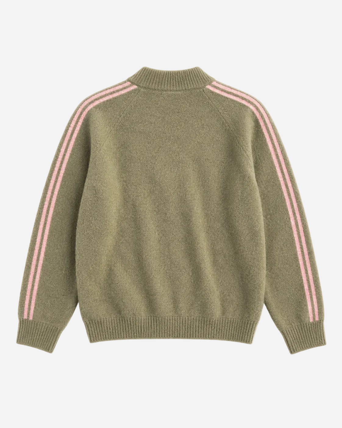 RETRO STRIPED KNIT ZIP-UP GREEN | SEISHIKI STUDIO