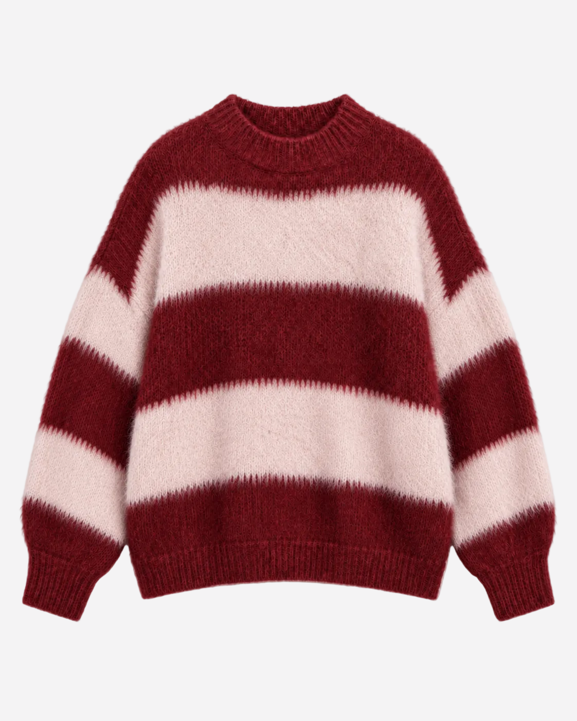 Fluffy Striped Sweater Red and Pink | SEISHIKI STUDIO