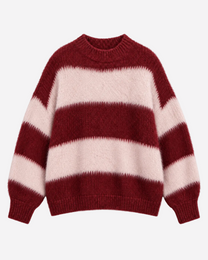 Fluffy Striped Sweater Red and Pink | SEISHIKI STUDIO