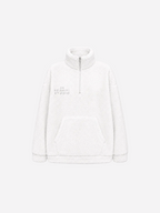 White Oversized Teddy Quarter Zip Sweater – Fluffy Cozy Pullover | Seishiki Studio