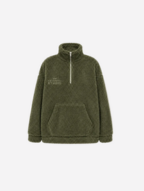 Green Oversized Teddy Quarter Zip Sweater – Fluffy Cozy Pullover | Seishiki Studio