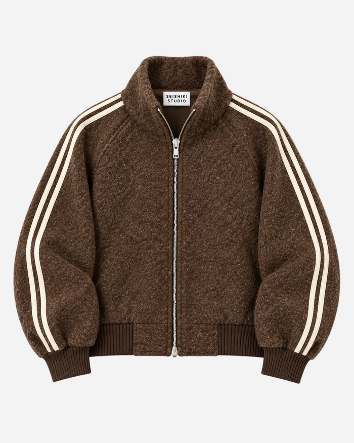 Striped Teddy Jacket Brown | SEISHIKI STUDIO