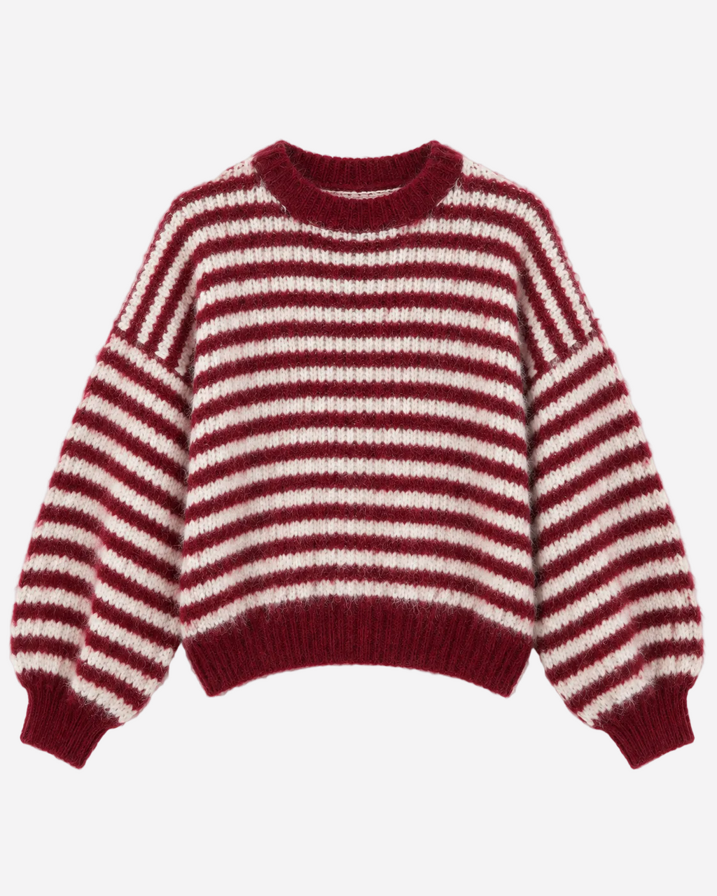 Stretchy Oversized Sleeve Striped Sweater Burgundy – SEISHIKI STUDIO