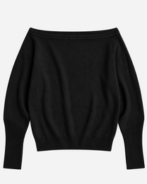 RELAXED FIT WIDE NECK SWEATER BLACK | SEISHIKI STUDIO