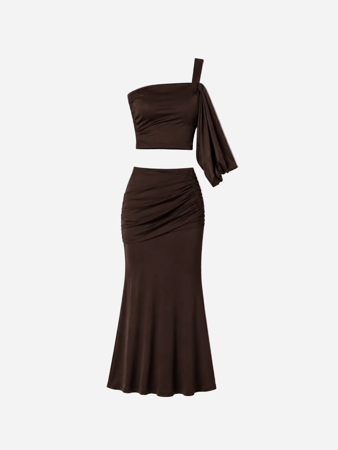 draped top and skirt set brown | SEISHIKI STUDIO