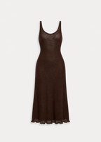 semi sheer knit beach coverup long dress brown | SEISHIKI STUDIO
