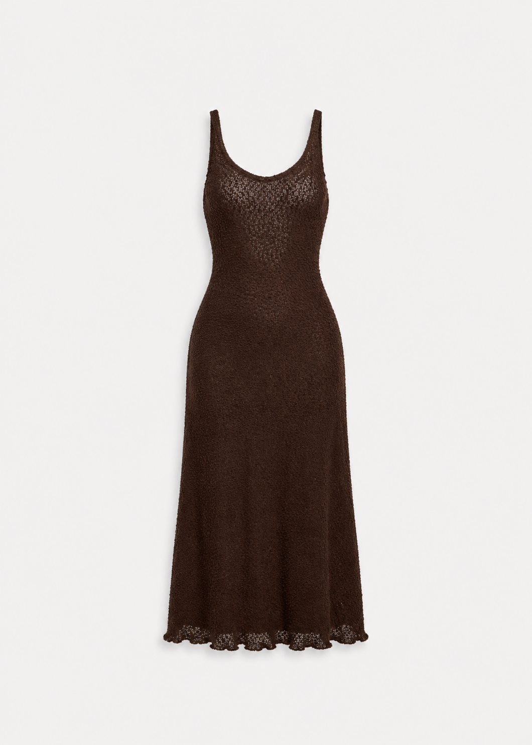 semi sheer knit beach coverup long dress brown | SEISHIKI STUDIO