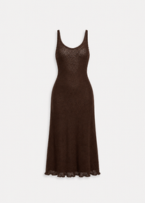 semi sheer knit beach coverup long dress brown | SEISHIKI STUDIO