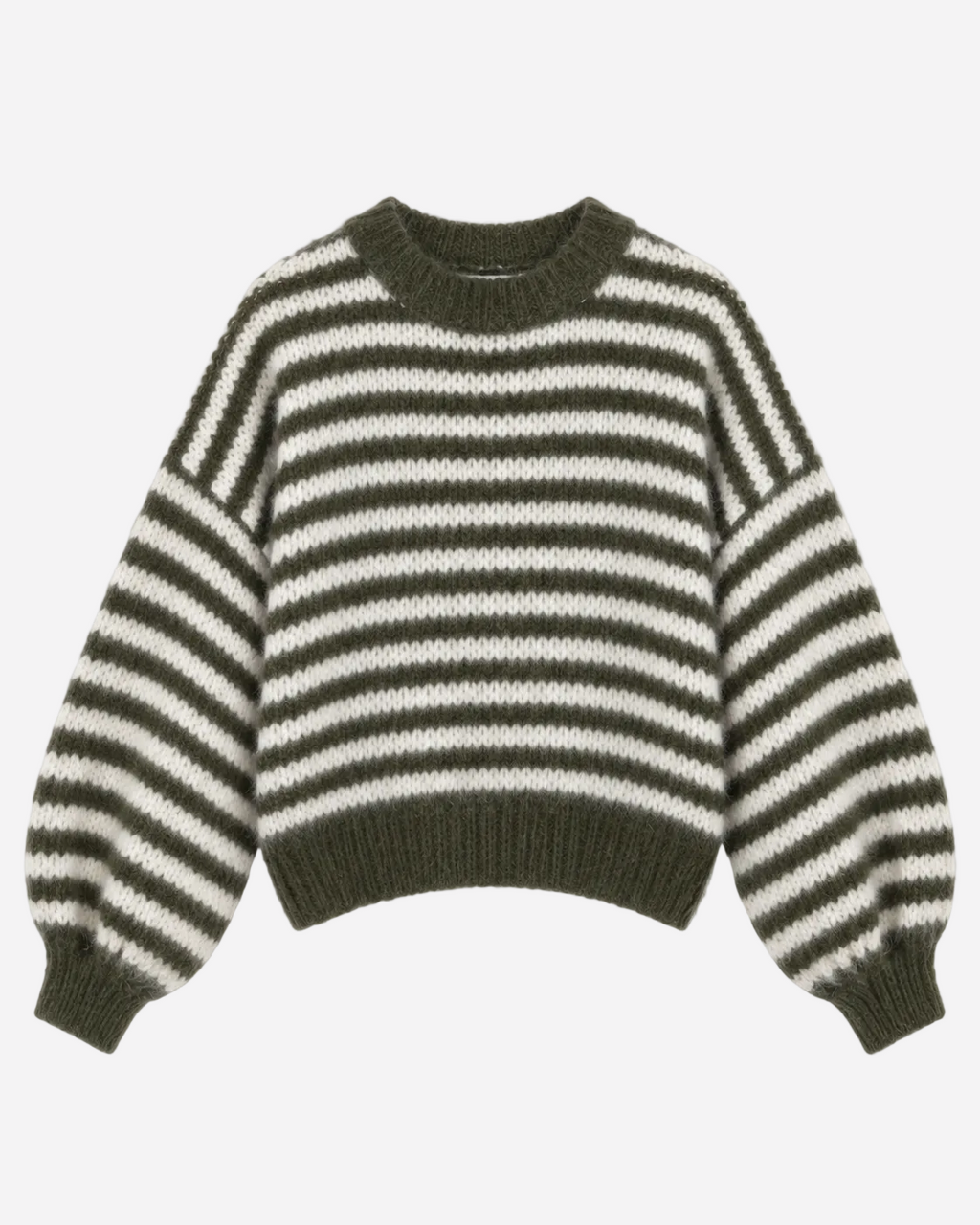 Stretchy Oversized Sleeve Striped Sweater Green – SEISHIKI STUDIO
