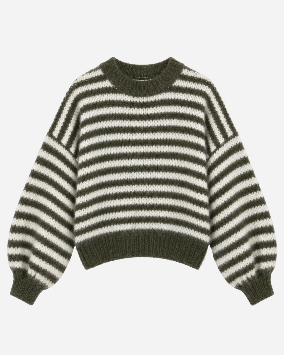 Stretchy Oversized Sleeve Striped Sweater Green – SEISHIKI STUDIO