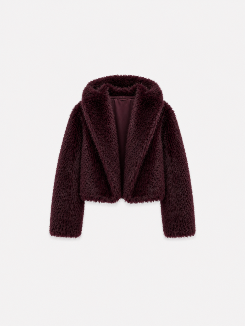 FLUFFY short faux fur jacket with hood wine | SEISHIKI STUDIO