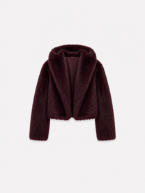 FLUFFY short faux fur jacket with hood wine | SEISHIKI STUDIO