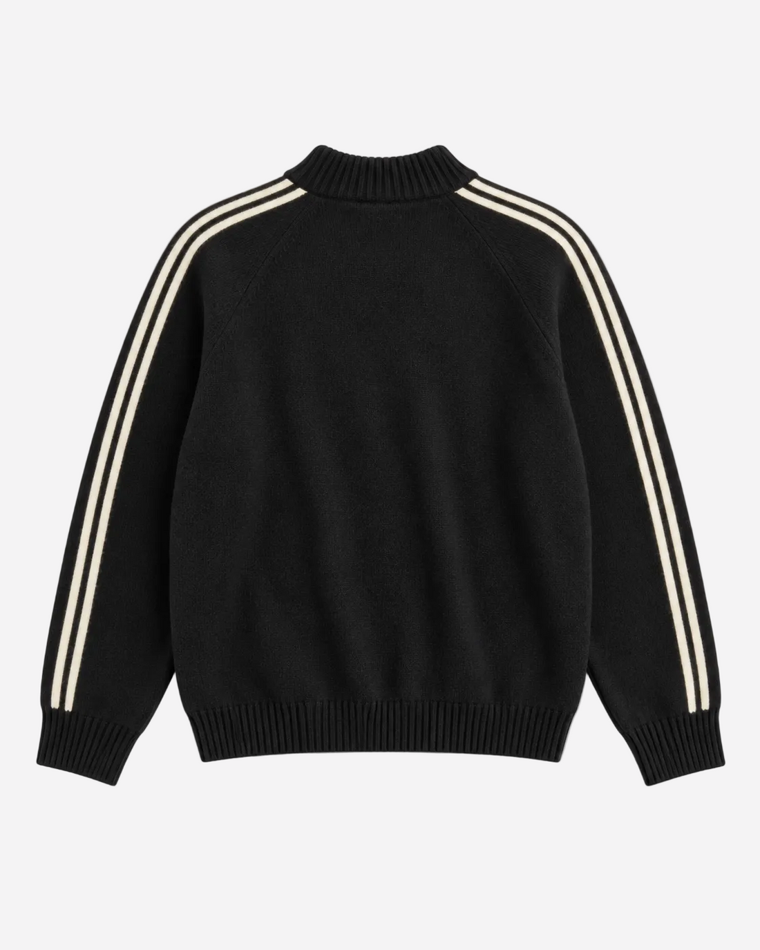 Retro Striped Knit Zip-Up Black