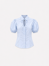 SEISHIKI STUDIO shortsleeve puffy sleeve blouse blue
