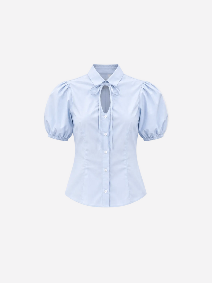 Shortsleeve Puffy Sleeve Blouse Blue | SEISHIKI STUDIO