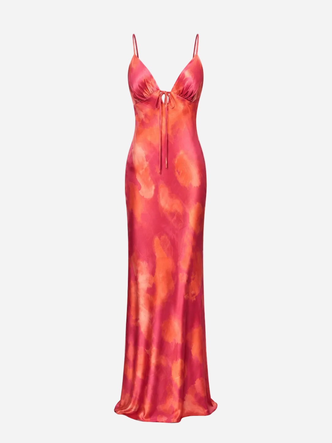 SILKY LONG FLORAL DRESS BRIGHT PINK