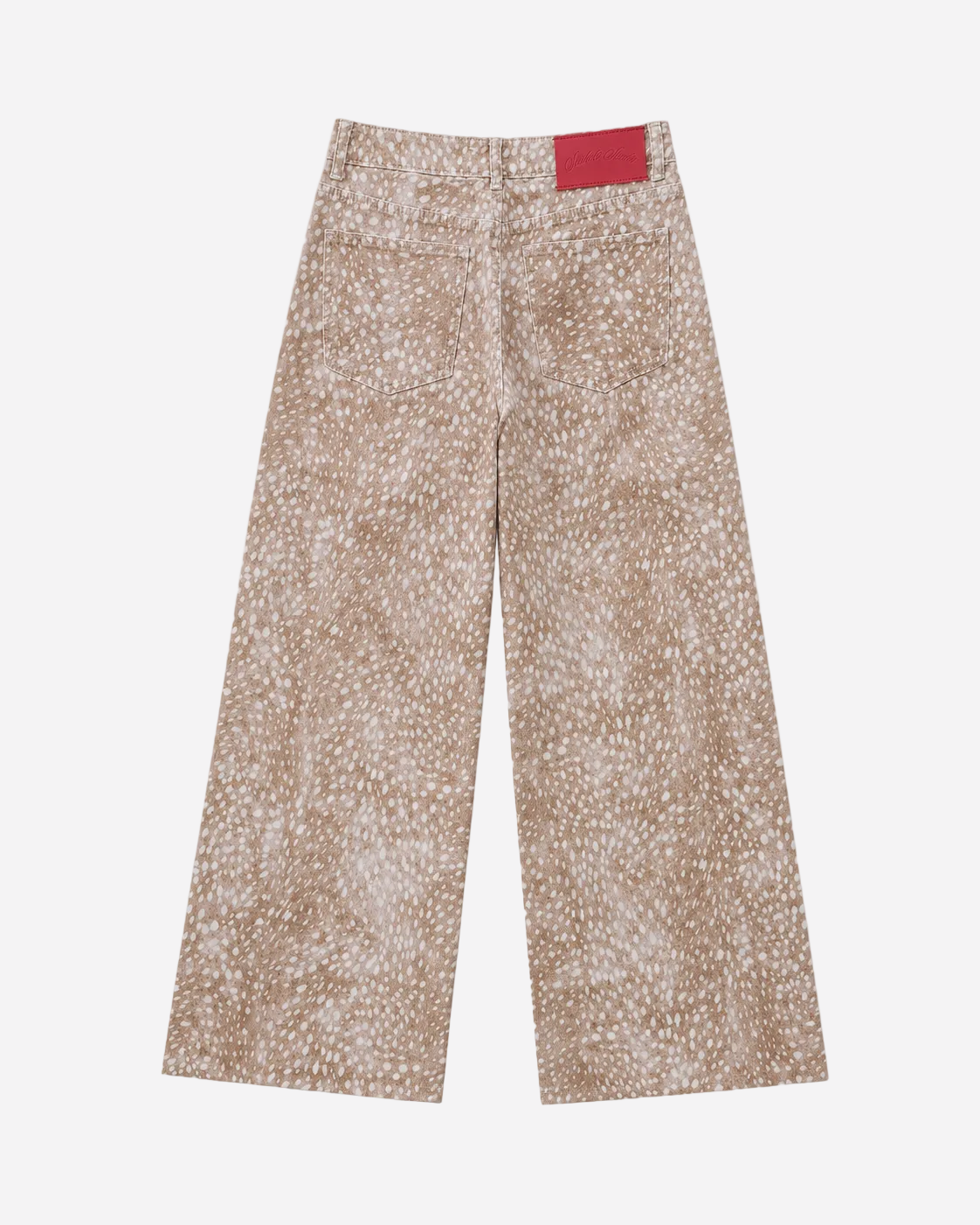 Limited Edition DOE PRINT &amp; RED PATCH WIDE LEG JEANS | SEISHIKI STUDIO