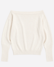 RELAXED FIT WIDE NECK SWEATER CREAM | SEISHIKI STUDIO