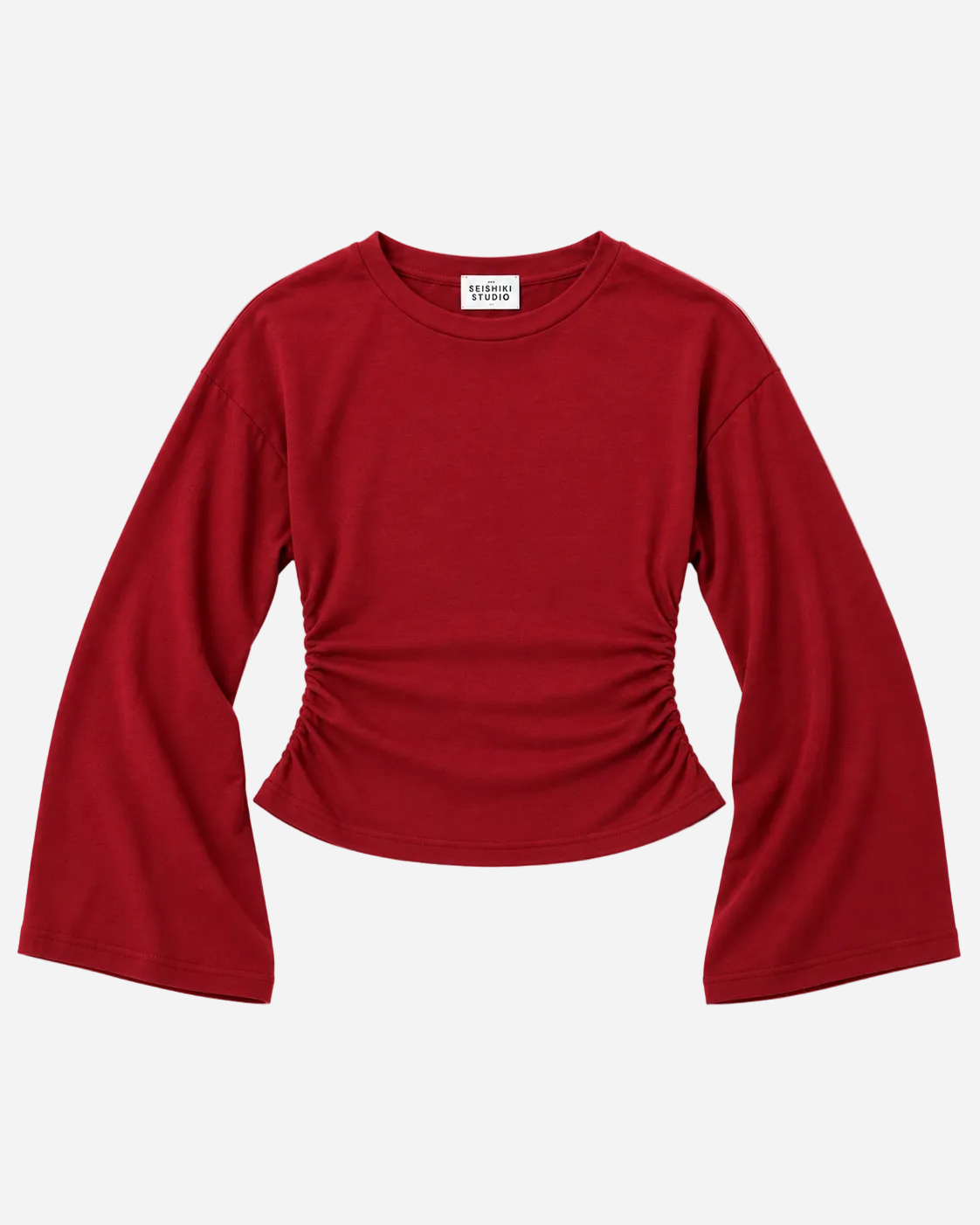 Sinched Waist Longsleeve T-Shirt Burgundy – SEISHIKI STUDIO