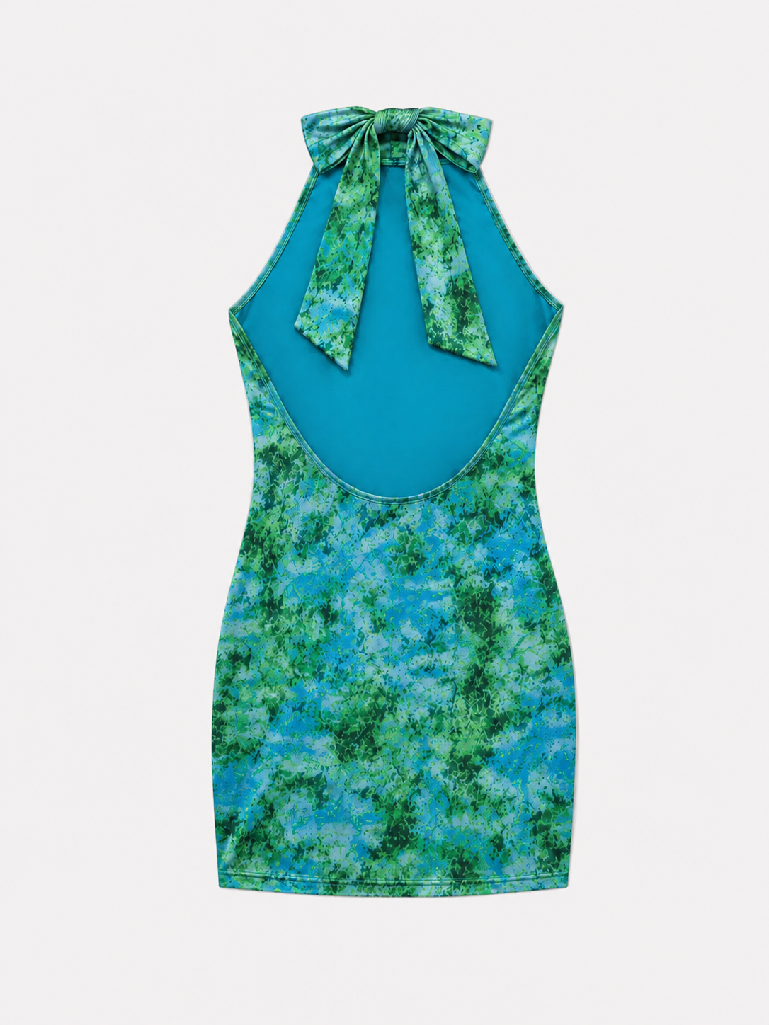 halter neck stretchy front knot dress green  | SEISHIKI STUDIO