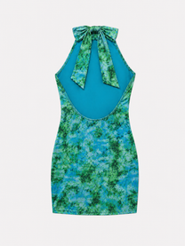 halter neck stretchy front knot dress green  | SEISHIKI STUDIO